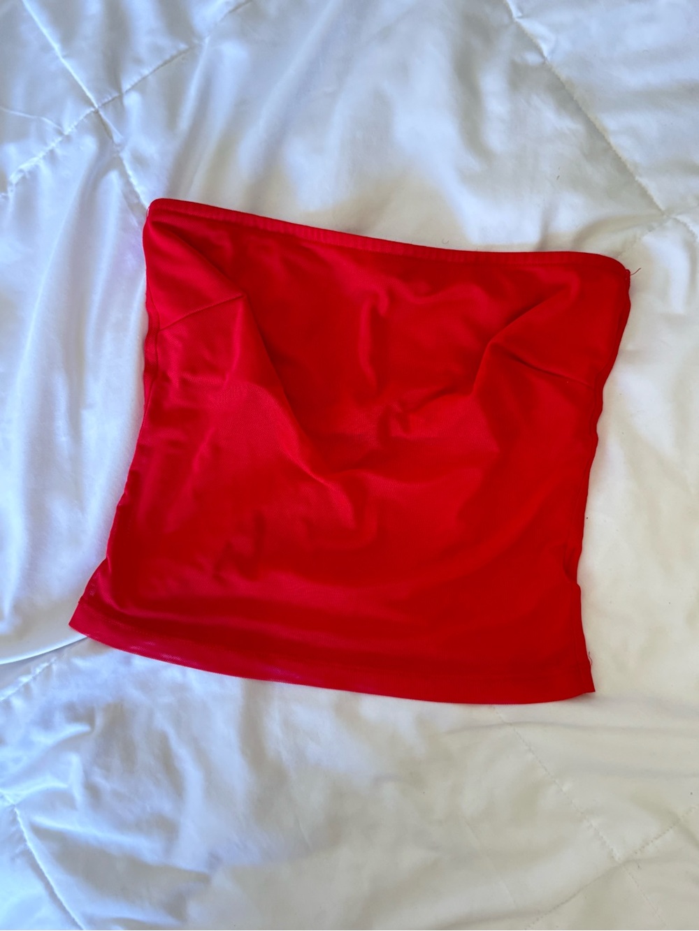 Edikted Red Mesh Tube Top Strapless Y2K Layering Top Size S